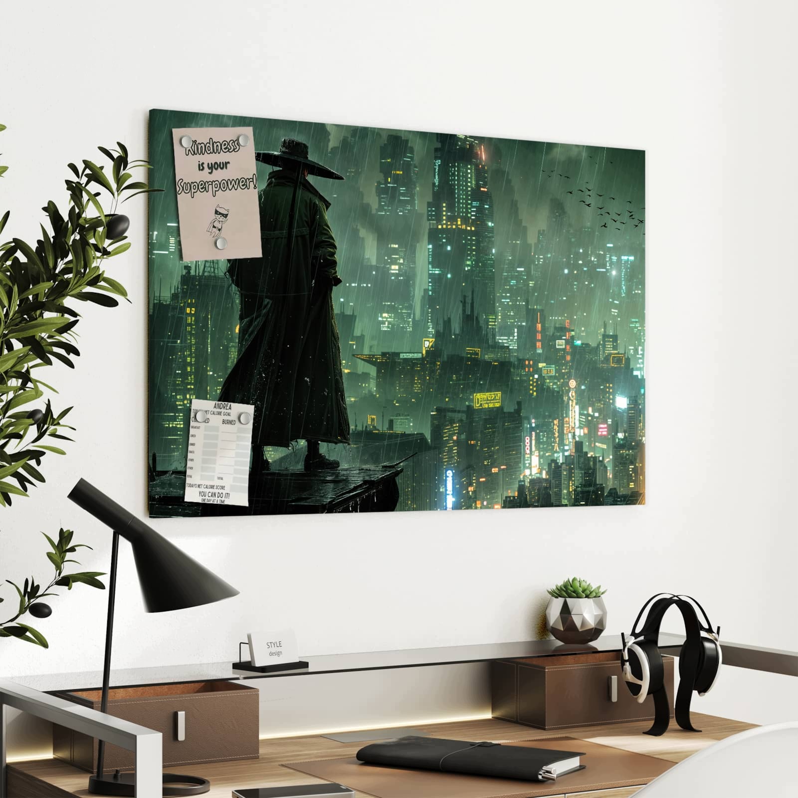 Magnetická tabule – obraz na zeď Město déšť | 90 × 60 cm