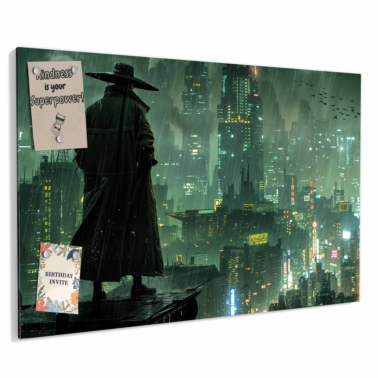 Magnetická tabule – obraz na zeď Město déšť | 90 × 60 cm