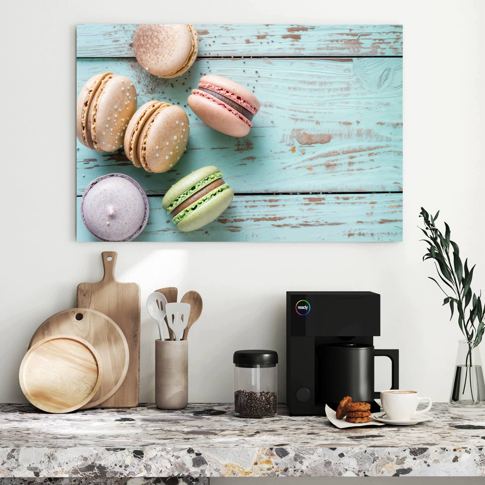 Magnetická tabule – obraz na zeď Makronky dřevo | 90 × 60 cm