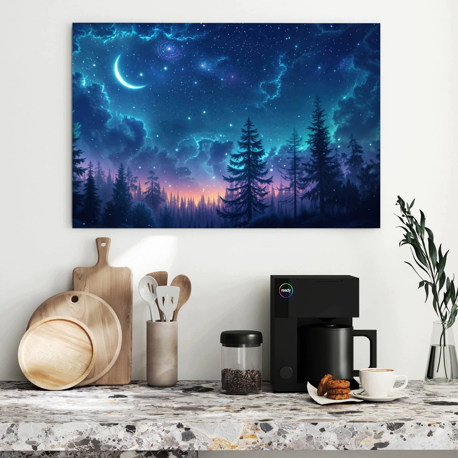 Magnetická tabule – obraz na zeď Noční obloha les | 90 × 60 cm