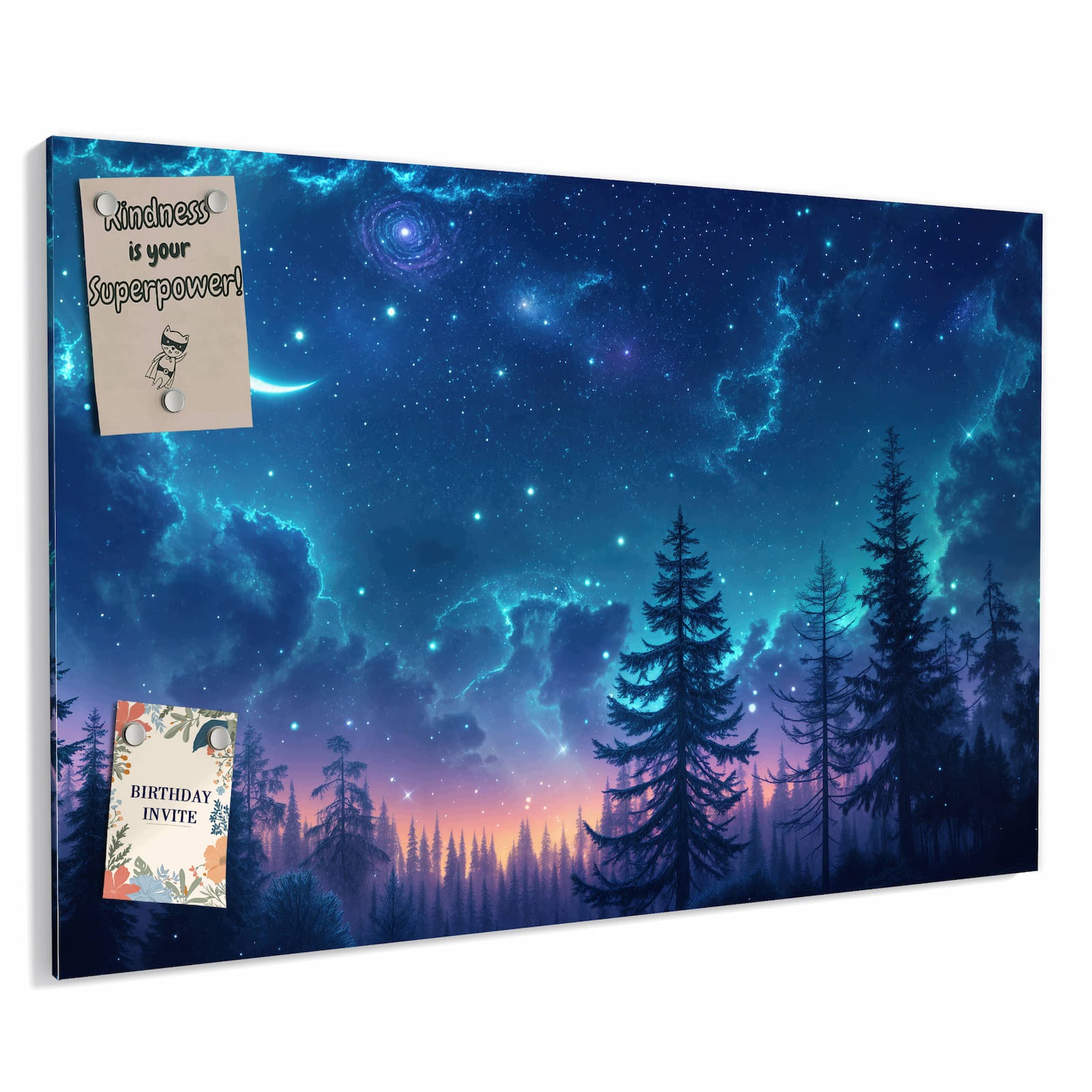 Magnetická tabule – obraz na zeď Noční obloha les | 90 × 60 cm