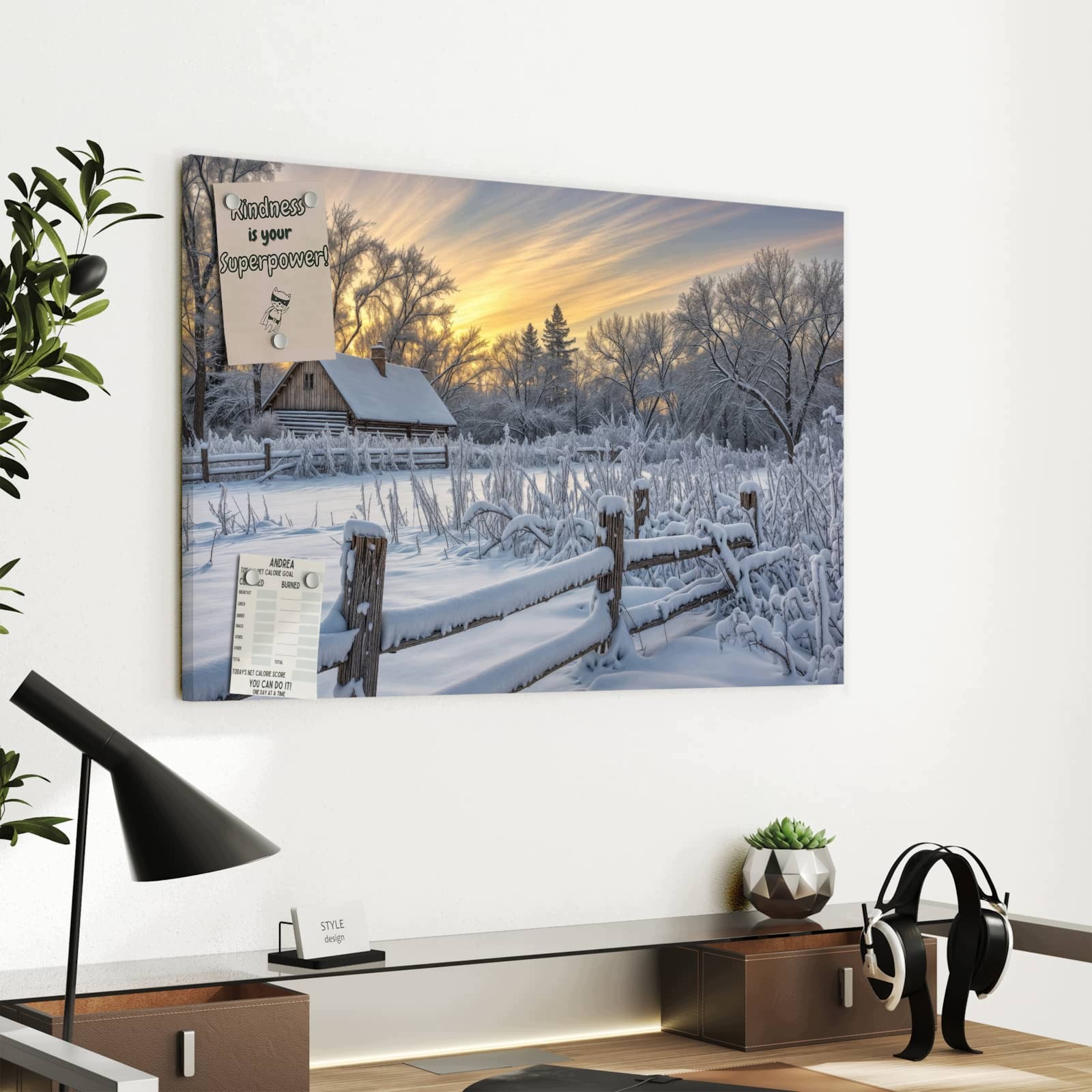 Magnetická tabule – obraz na zeď Zasněžený zámeček | 60 × 40 cm