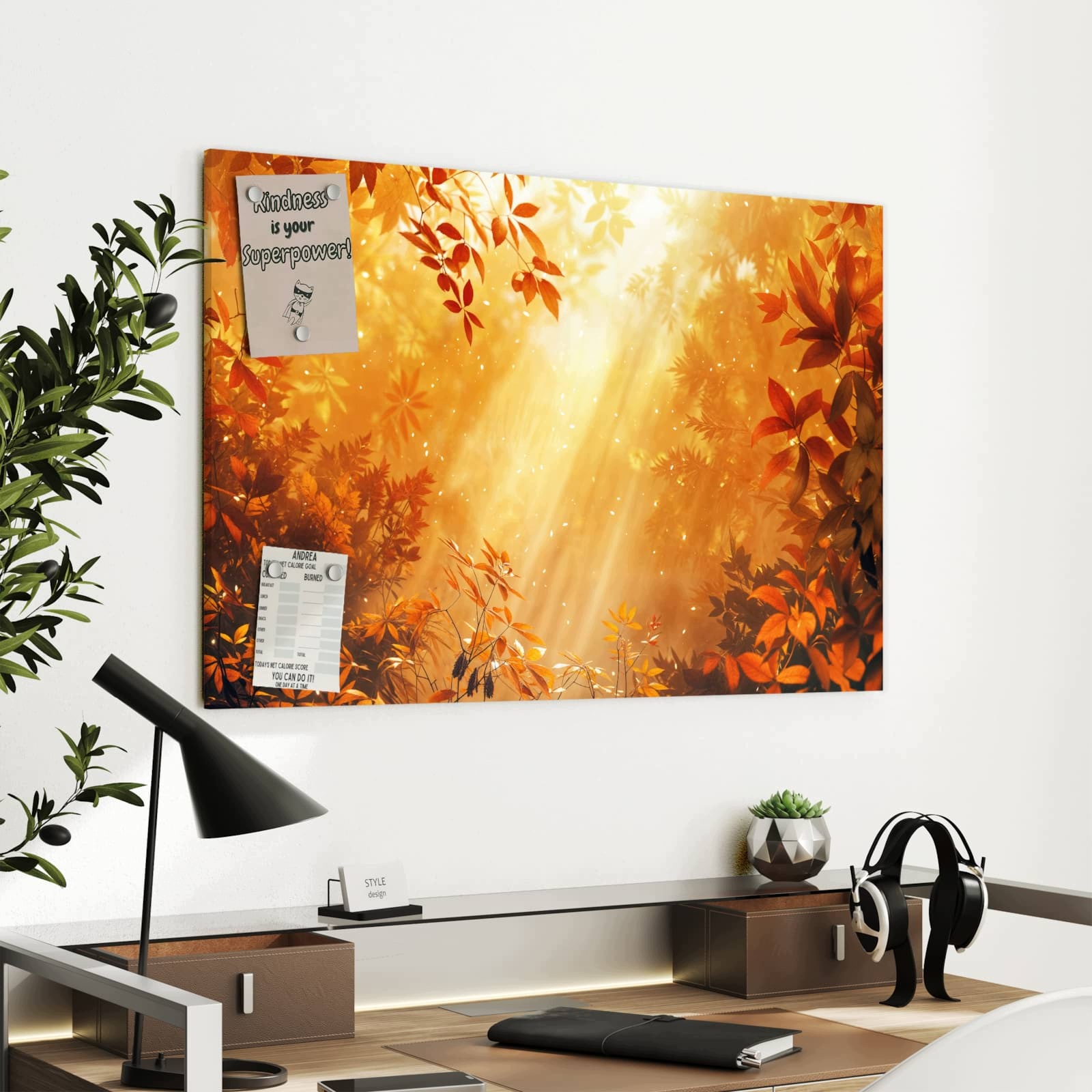 Magnetická tabule – obraz na zeď Podzimní les | 90 × 60 cm