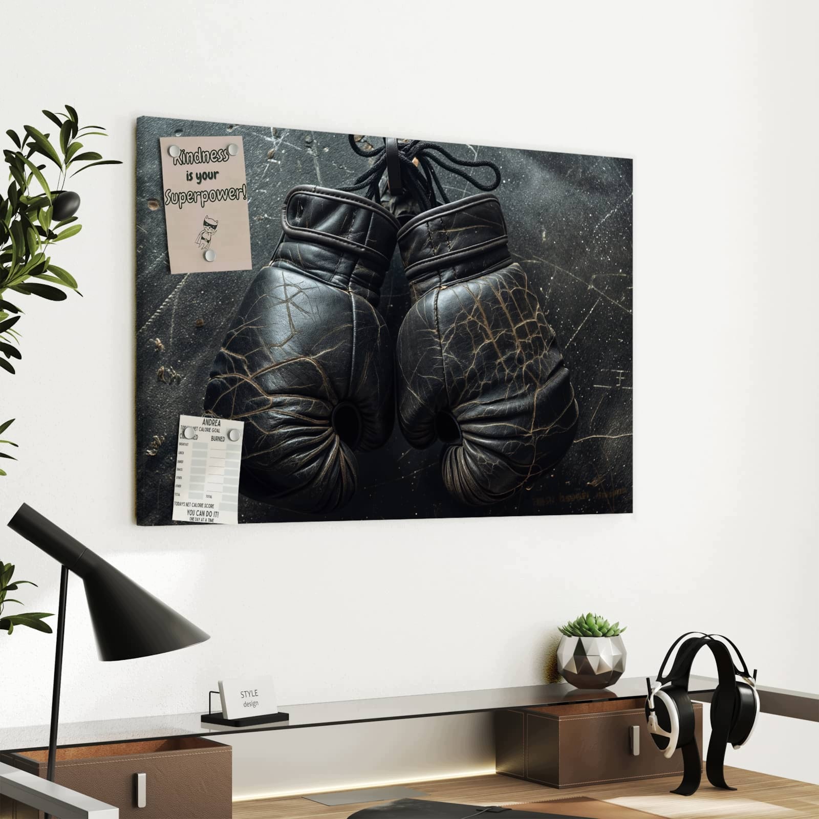 Magnetická tabule – obraz na zeď Boxerské rukavice ve stylu vintage | 60 × 40 cm