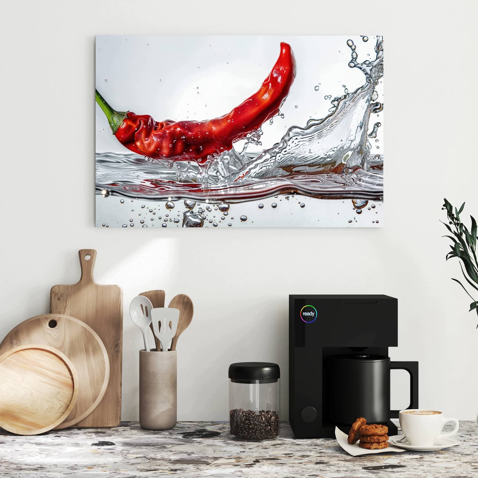 Magnetická tabule – obraz na zeď Chilli ve vodě – motiv 1 | 60 × 40 cm