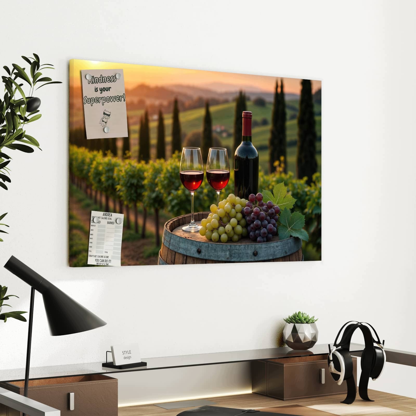 Magnetická tabule – obraz na zeď Krajina vinic | 60 × 40 cm