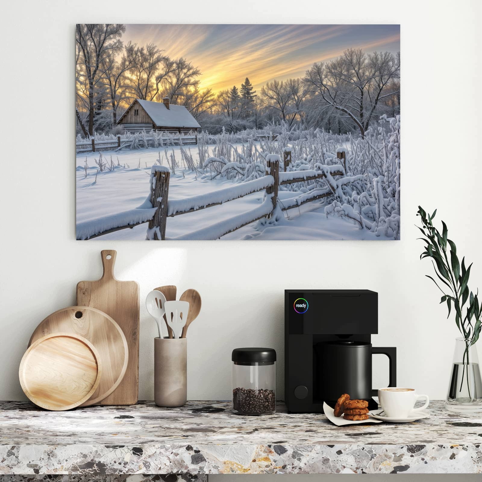 Magnetická tabule – obraz na zeď Zasněžený zámeček | 90 × 60 cm