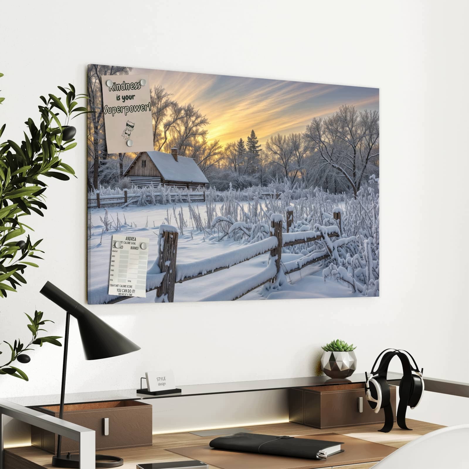 Magnetická tabule – obraz na zeď Zasněžený zámeček | 90 × 60 cm