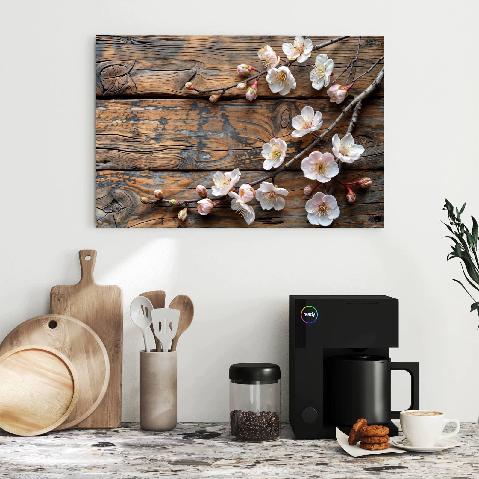 Magnetická tabule – obraz na zeď Květiny třešní dřevo – motiv 1 | 60 × 40 cm