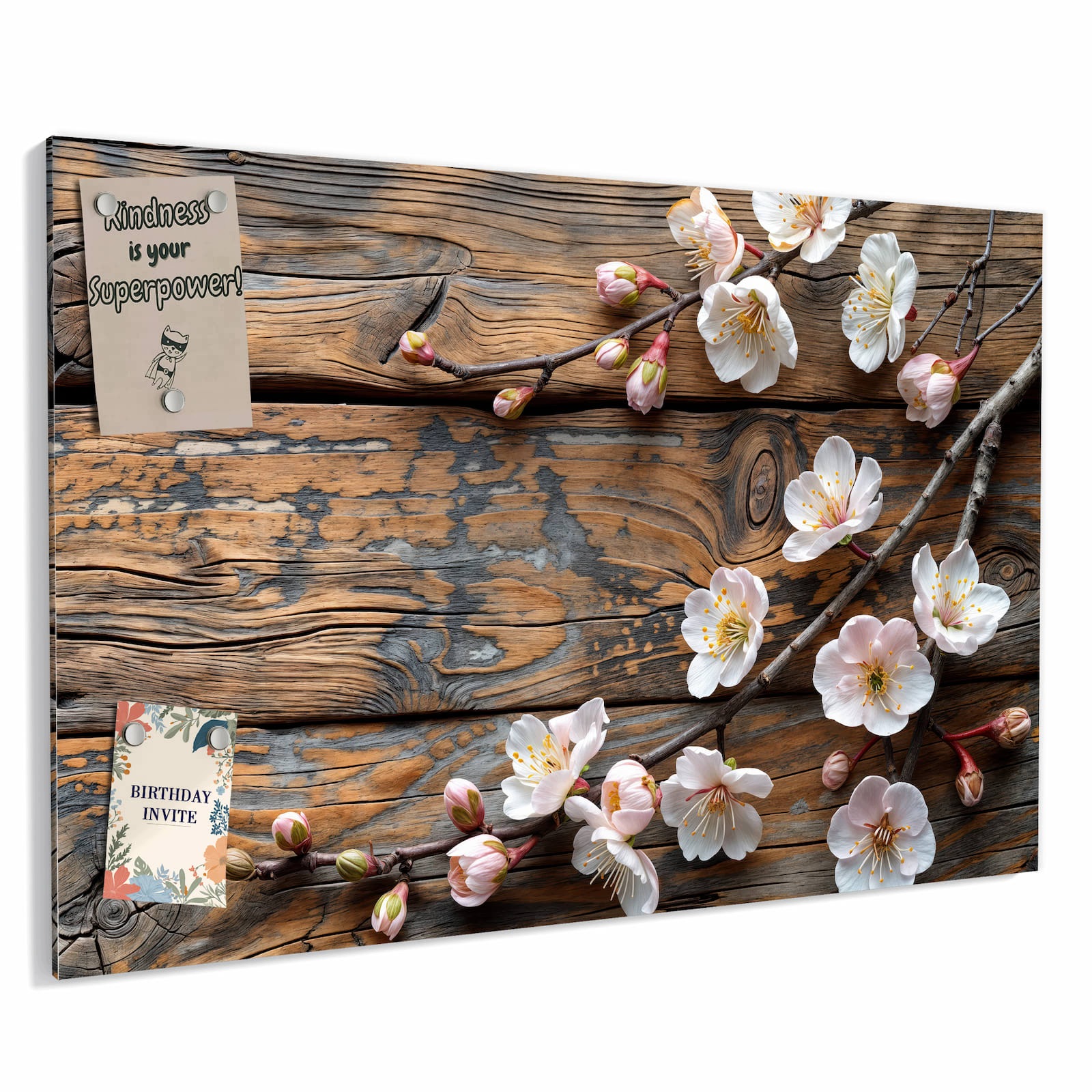 Magnetická tabule – obraz na zeď Květiny třešní dřevo – motiv 1 | 60 × 40 cm
