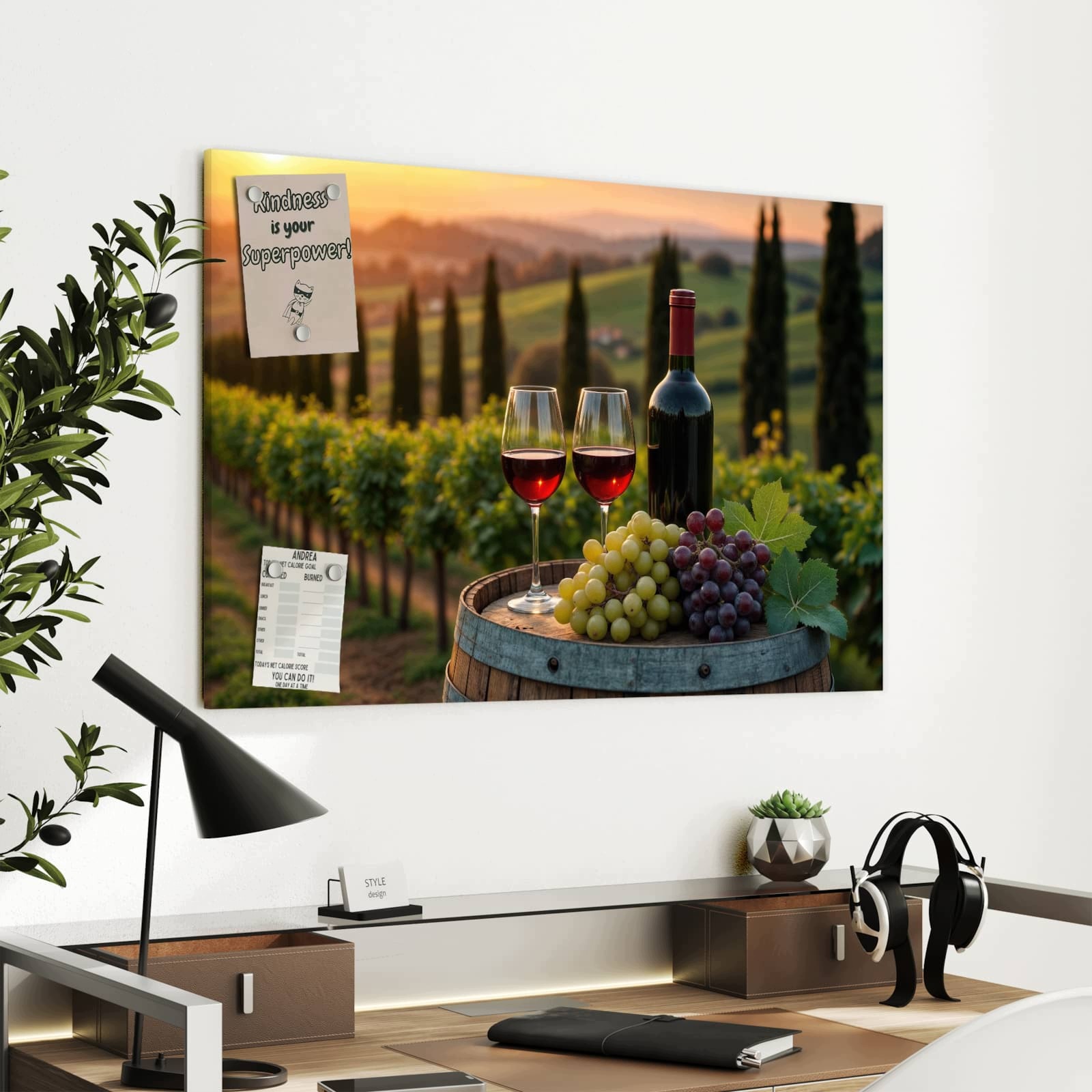 Magnetická tabule – obraz na zeď Krajina vinic | 90 × 60 cm