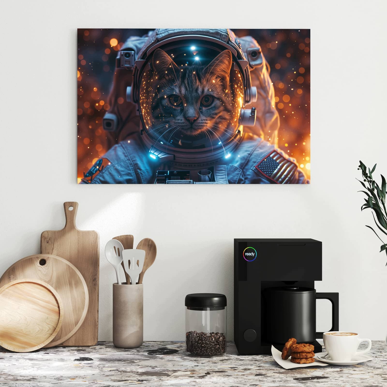 Magnetická tabule – obraz na zeď Kočka ve vesmírném skafandru | 60 × 40 cm