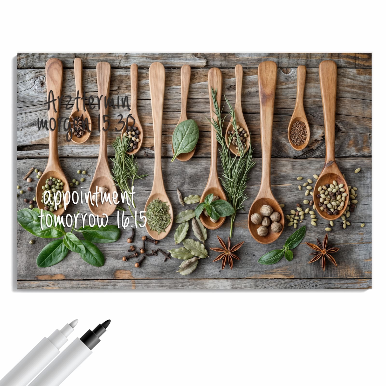 Magnetická tabule – obraz na zeď Dřevěná lžíce bylinky | 60 × 40 cm