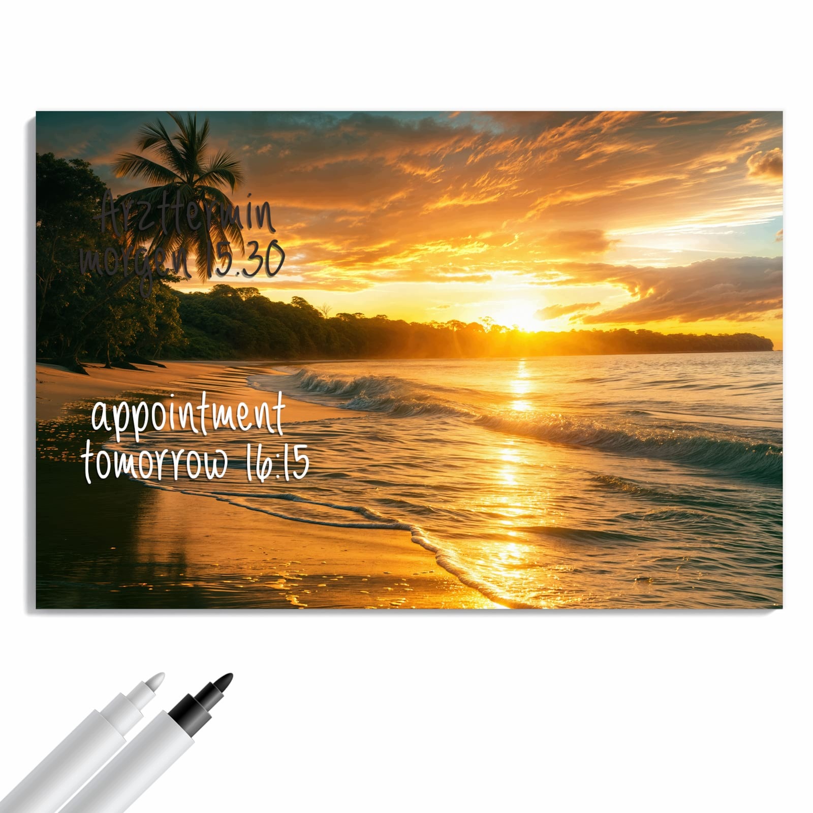 Magnetická tabule – obraz na zeď Západ slunce pláž – motiv 1 | 60 × 40 cm