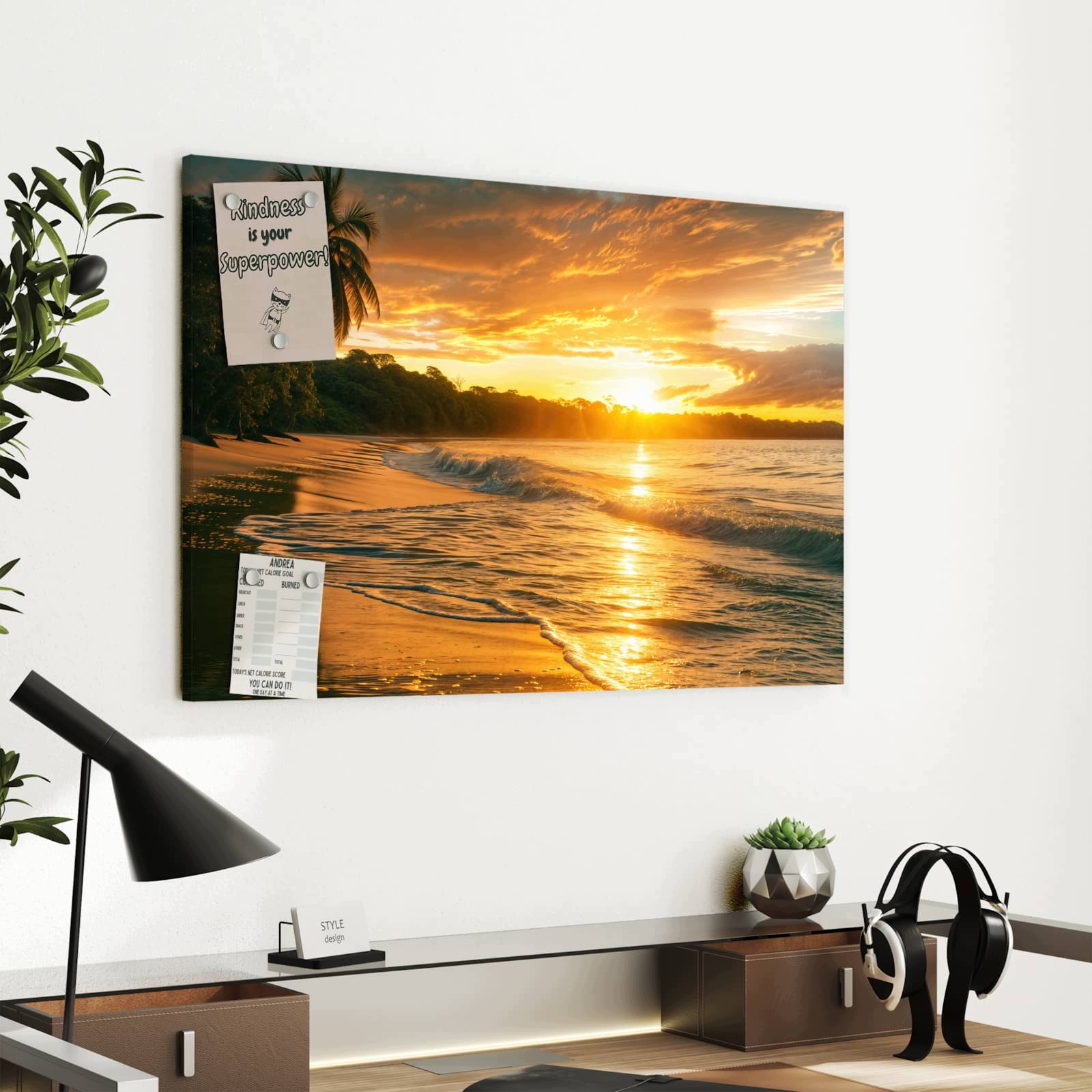 Magnetická tabule – obraz na zeď Západ slunce pláž – motiv 1 | 60 × 40 cm