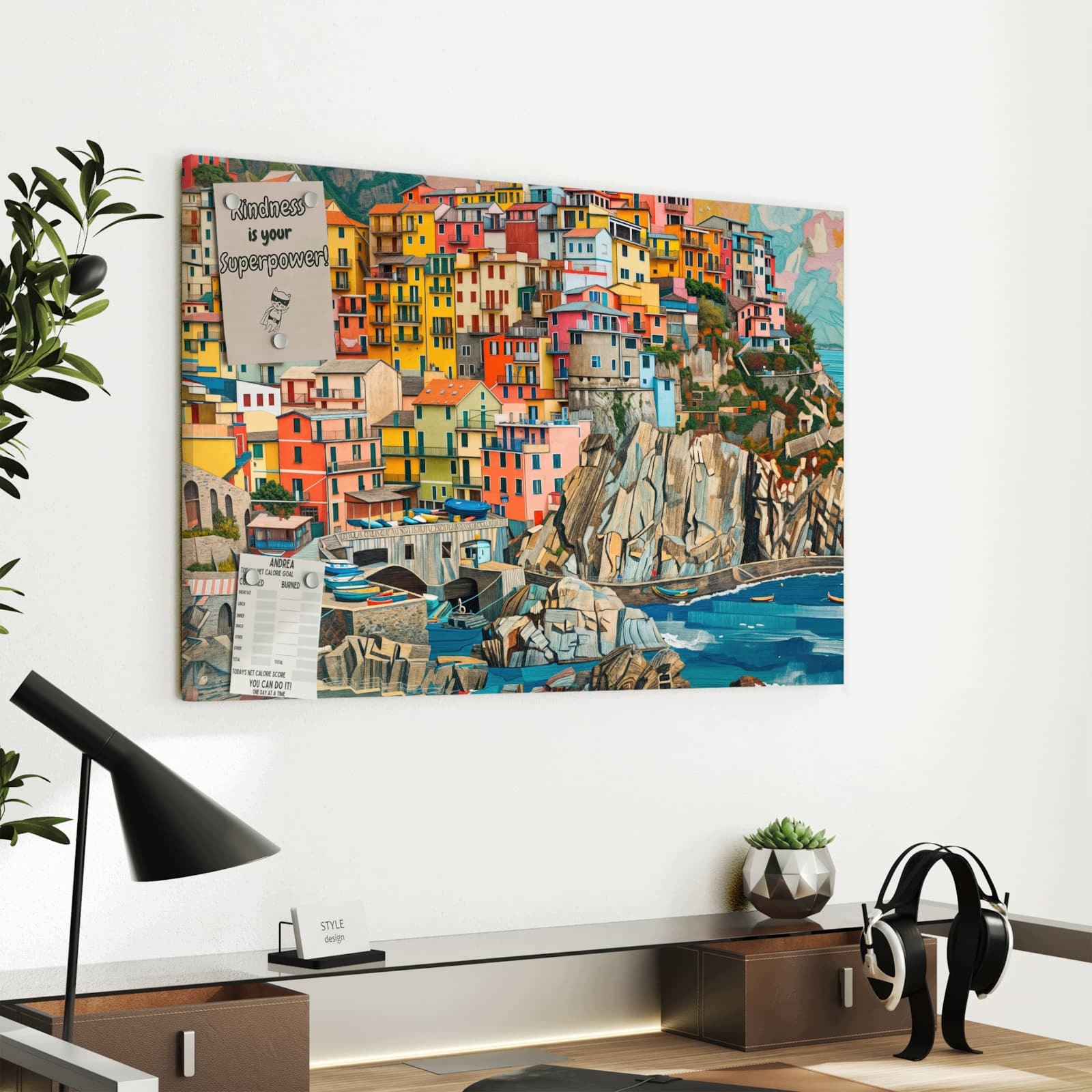 Magnetická tabule – obraz na zeď Barevné přímořské město | 60 × 40 cm