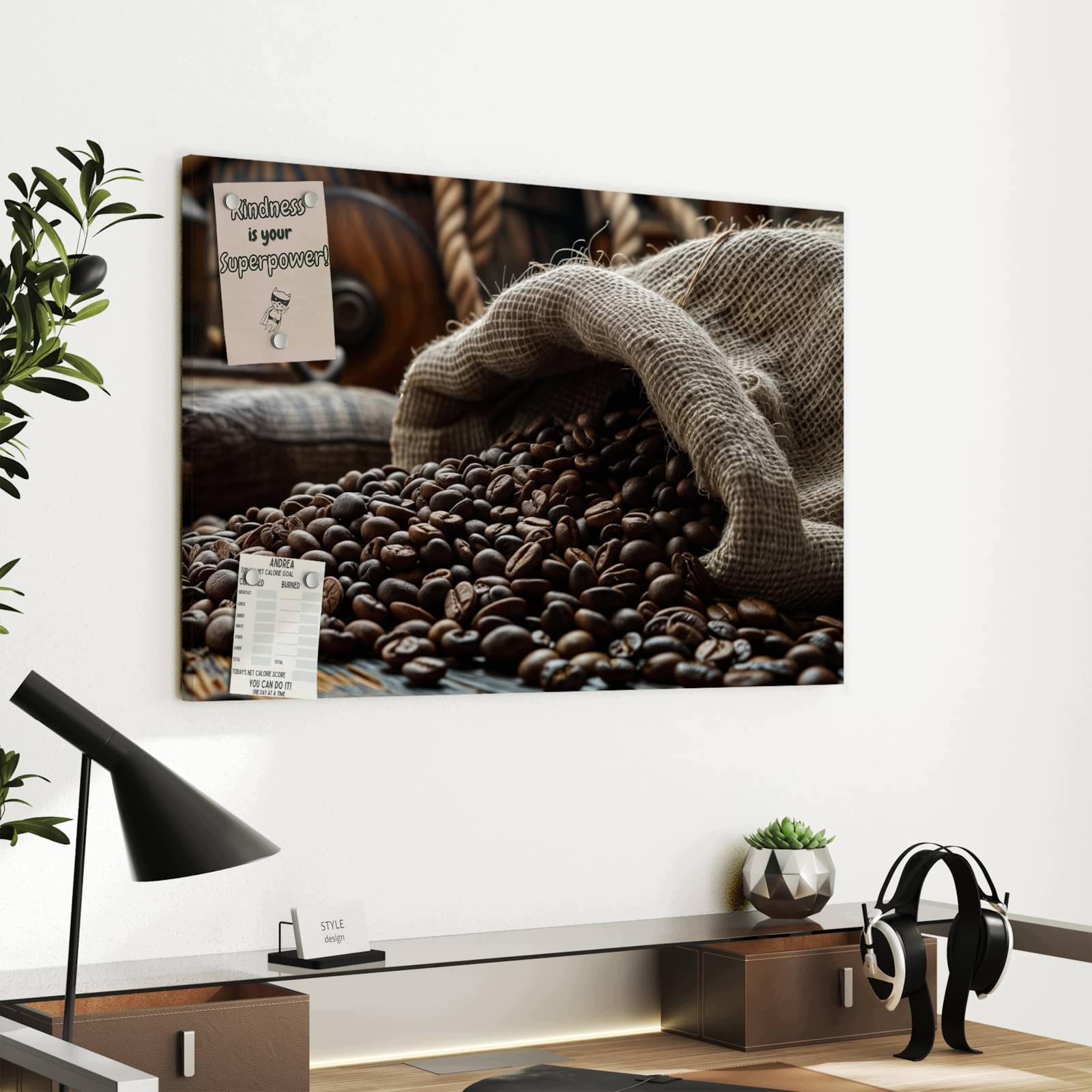 Magnetická tabule – obraz na zeď Pytel kávových zrn | 60 × 40 cm
