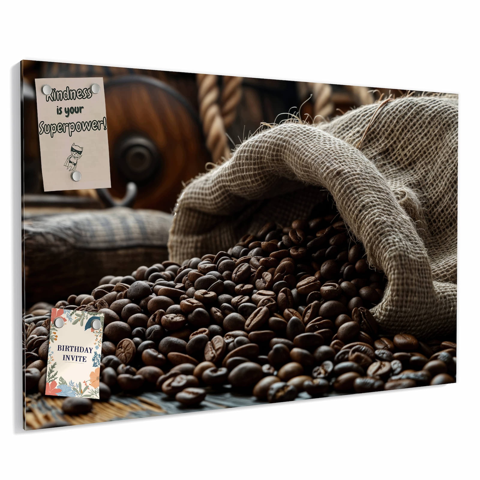 Magnetická tabule – obraz na zeď Pytel kávových zrn | 60 × 40 cm