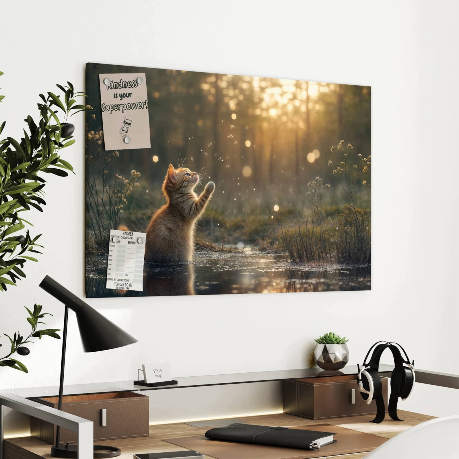 Magnetická tabule – obraz na zeď Kočka a beruška | 90 × 60 cm