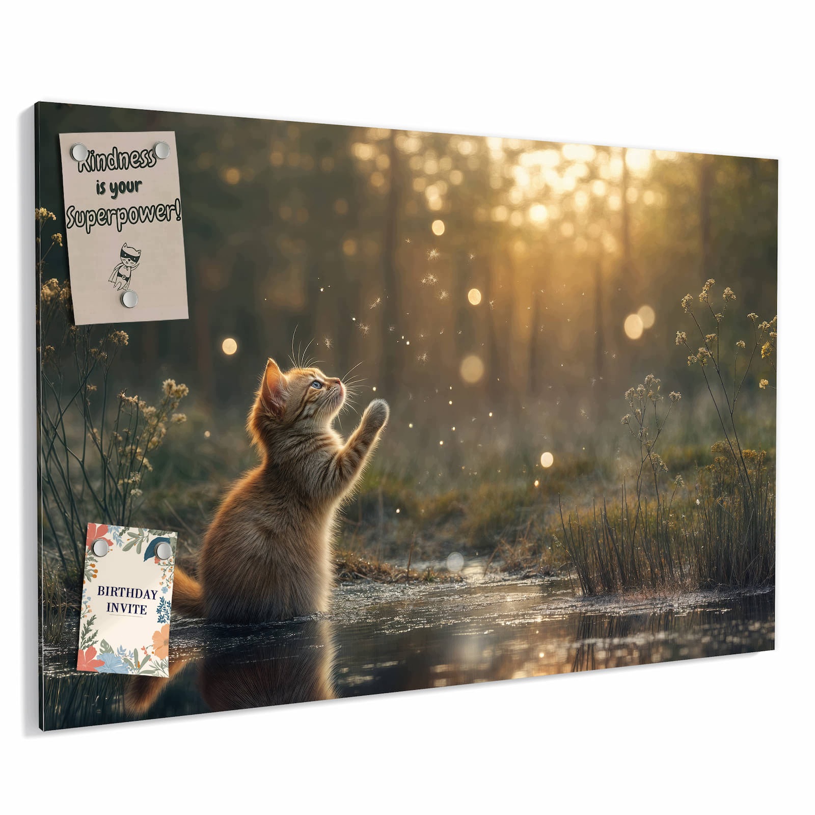 Magnetická tabule – obraz na zeď Kočka a beruška | 90 × 60 cm