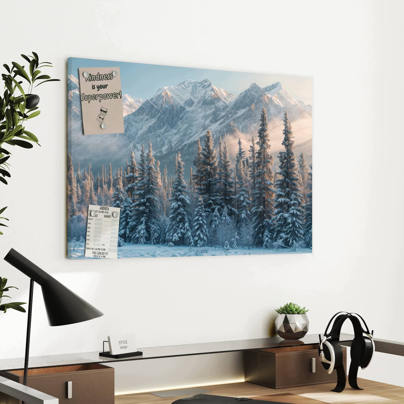 Magnetická tabule – obraz na zeď Zasněžené hory | 60 × 40 cm