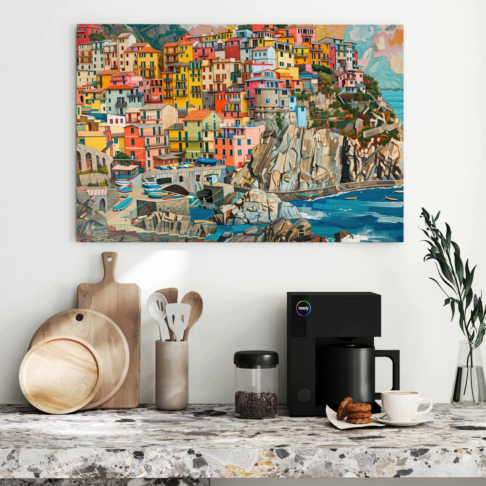 Magnetická tabule – obraz na zeď Barevné přímořské město | 90 × 60 cm