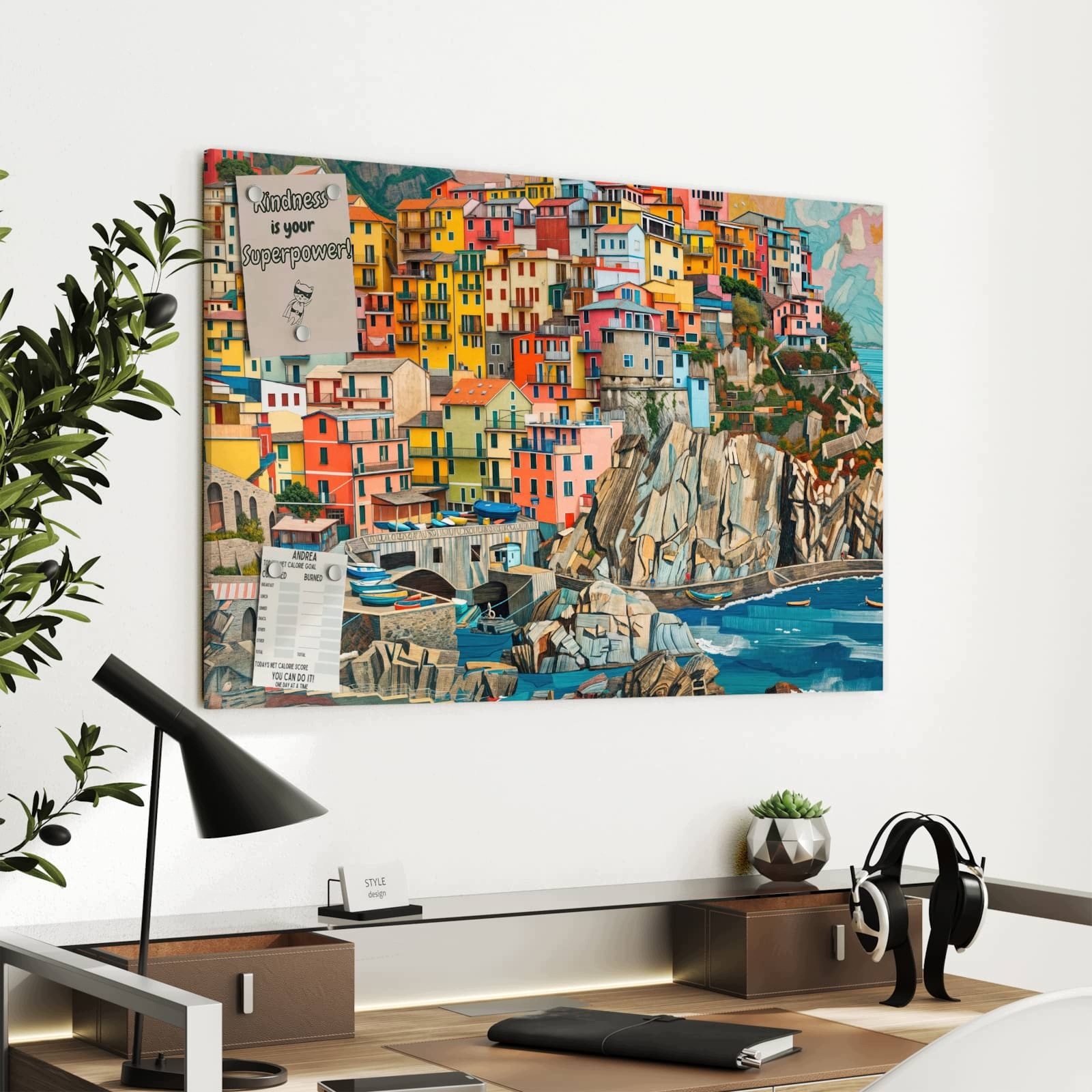 Magnetická tabule – obraz na zeď Barevné přímořské město | 90 × 60 cm