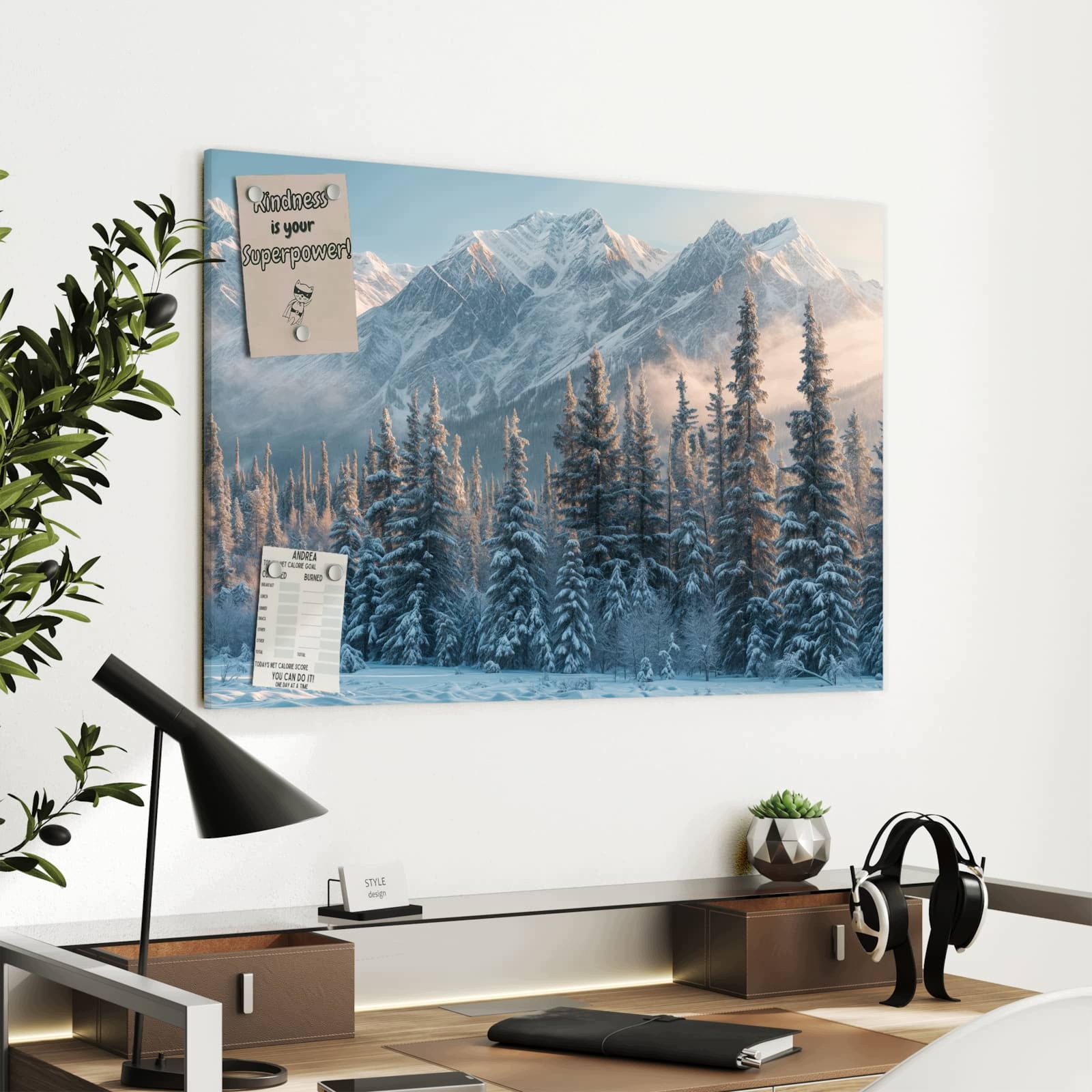 Magnetická tabule – obraz na zeď Zasněžené hory | 90 × 60 cm