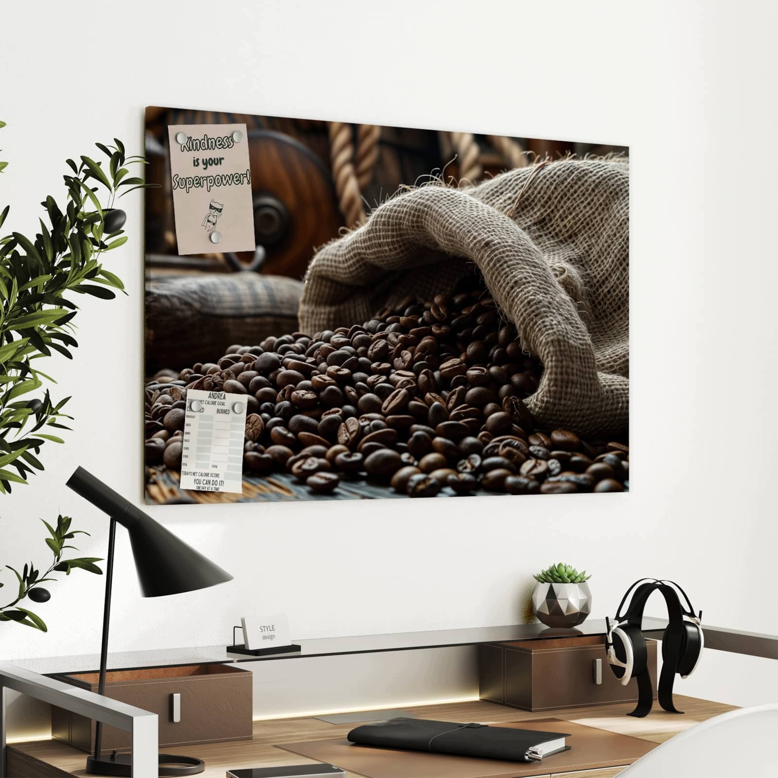 Magnetická tabule – obraz na zeď Pytel kávových zrn | 90 × 60 cm