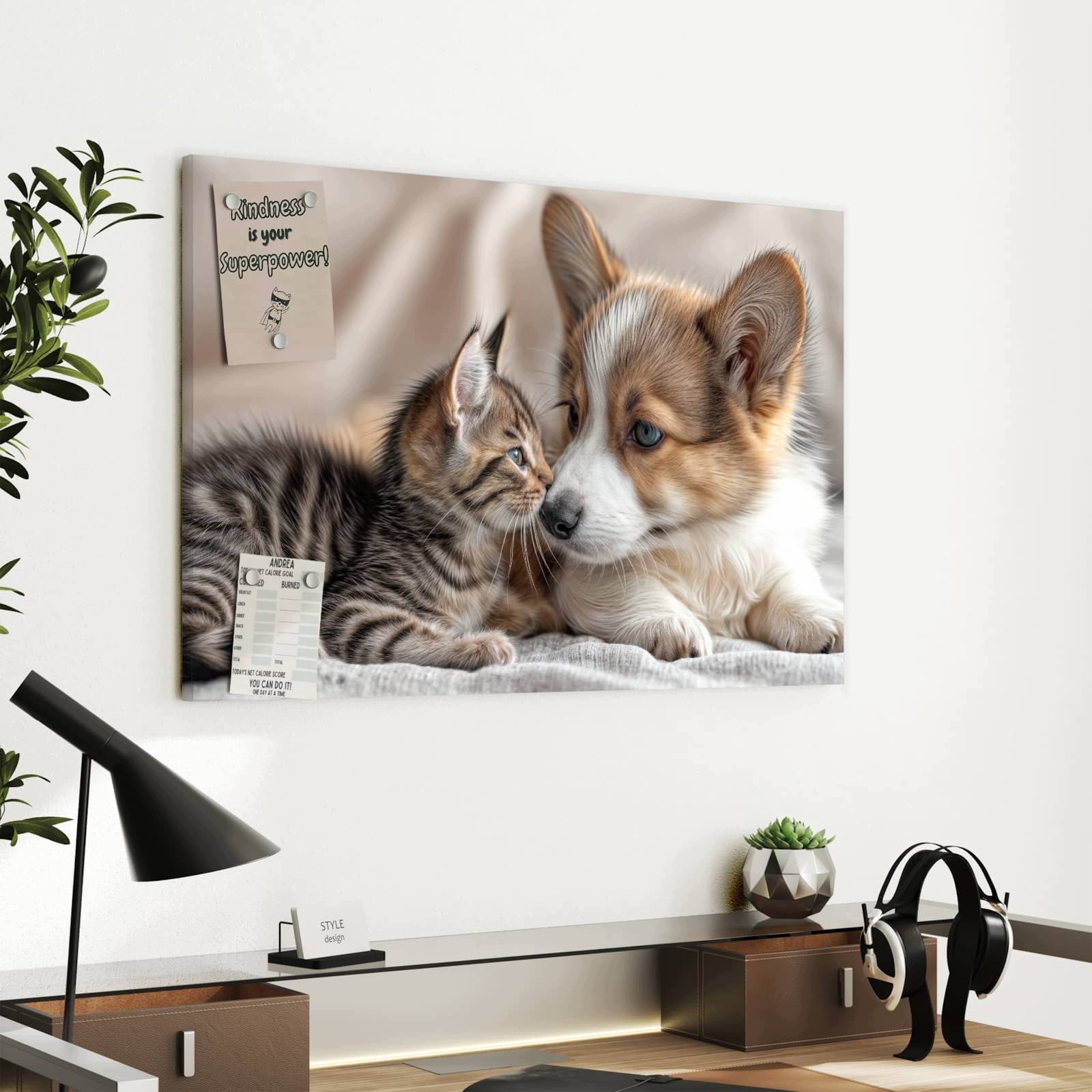 Magnetická tabule – obraz na zeď Štěně koťátko | 60 × 40 cm