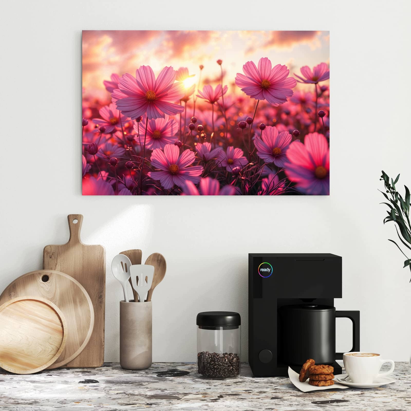 Magnetická tabule – obraz na zeď Pole květin při západu slunce | 60 × 40 cm