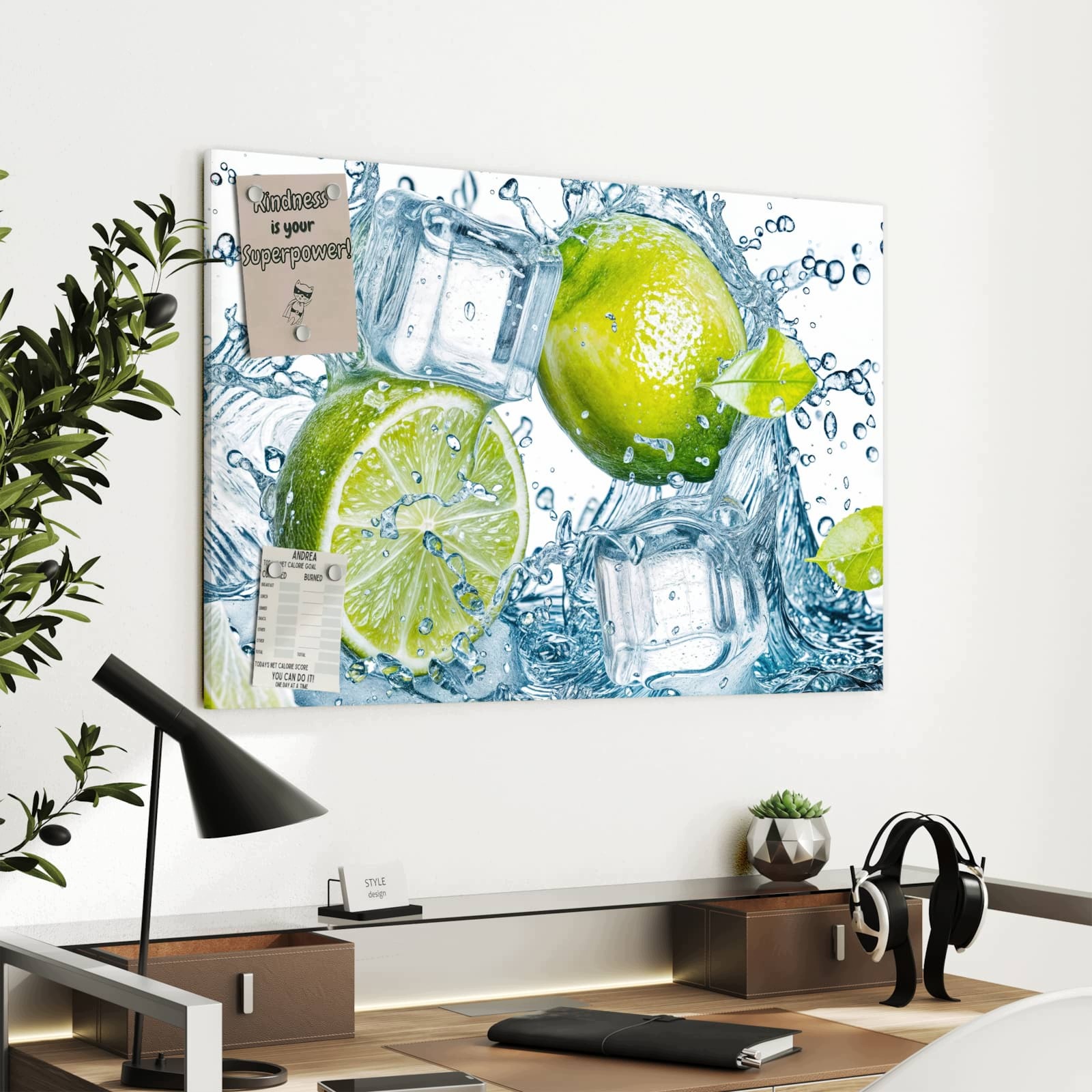 Magnetická tabule – obraz na zeď Stříkající limetky | 90 × 60 cm