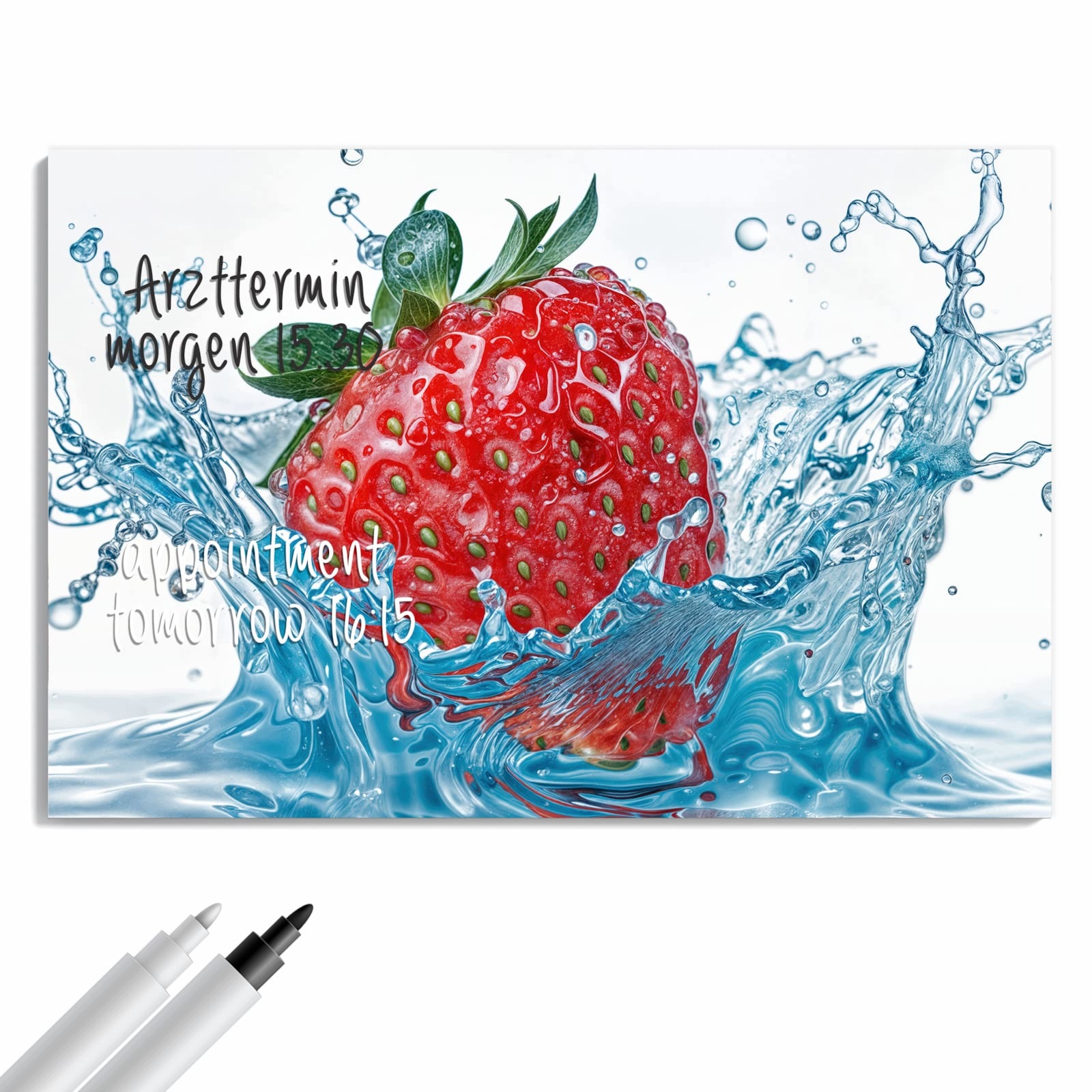 Magnetická tabule – obraz na zeď Jahoda cákance | 90 × 60 cm