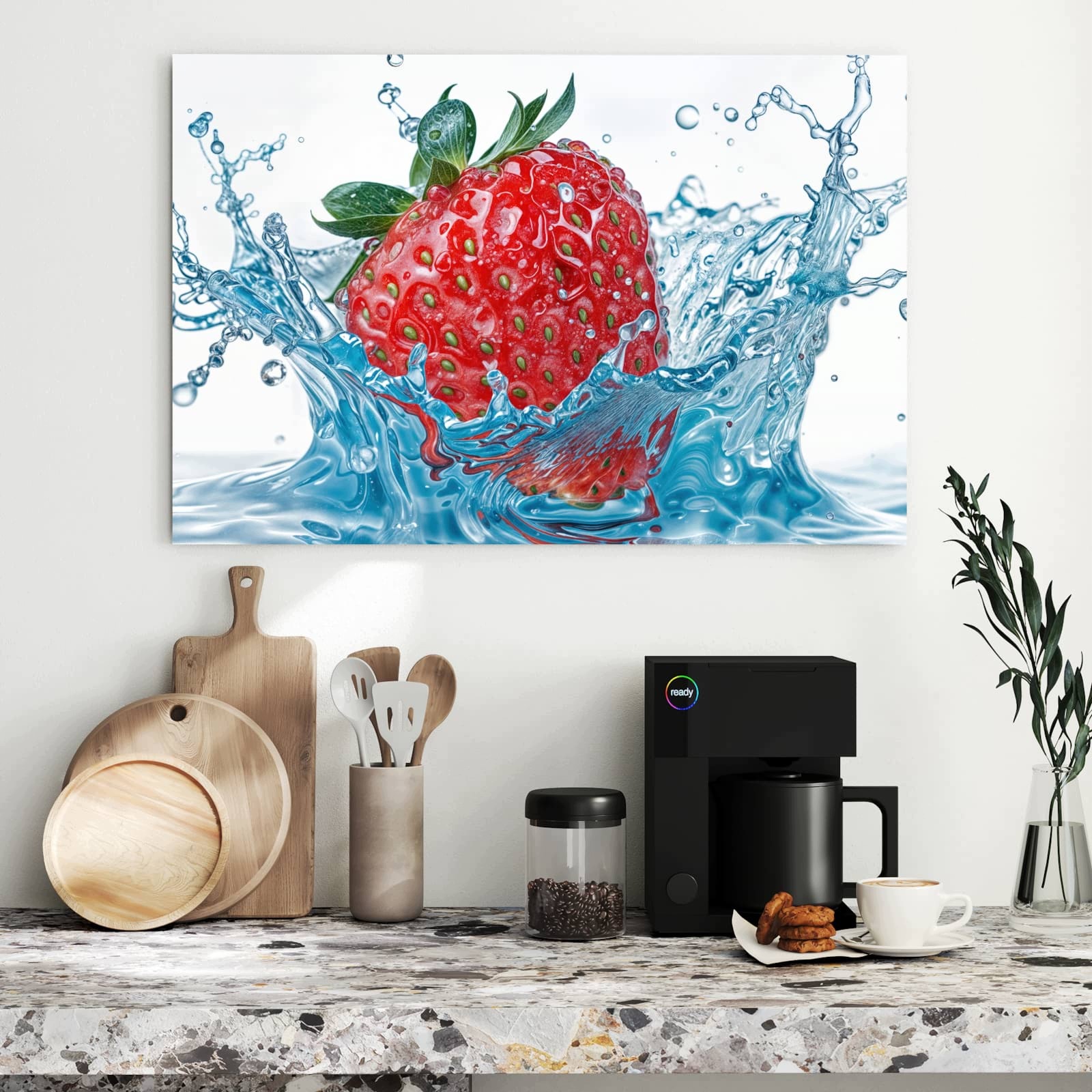 Magnetická tabule – obraz na zeď Jahoda cákance | 90 × 60 cm