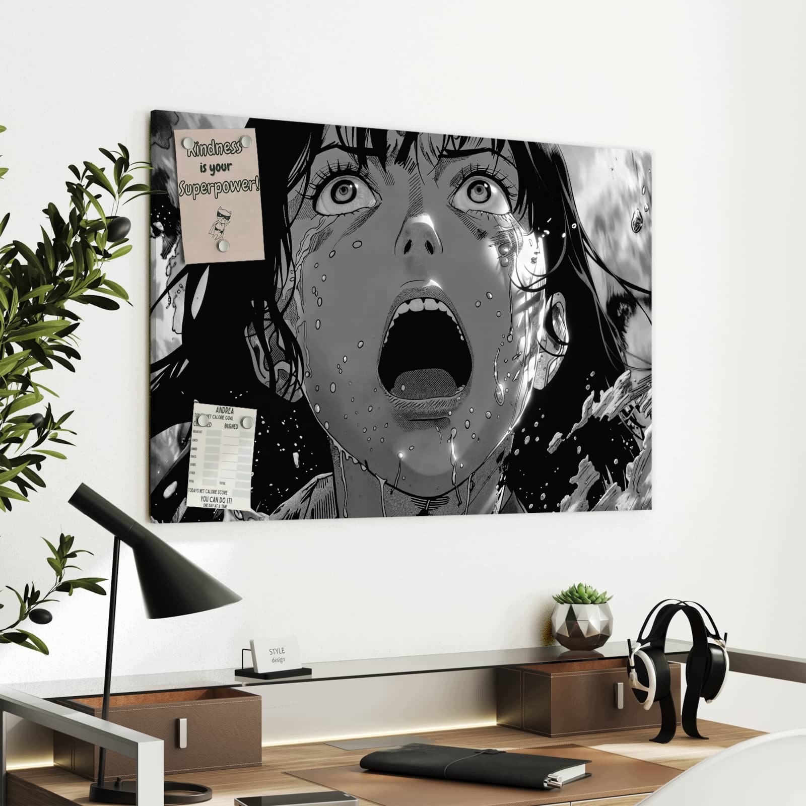 Magnetická tabule – obraz na zeď Křičící výraz | 90 × 60 cm