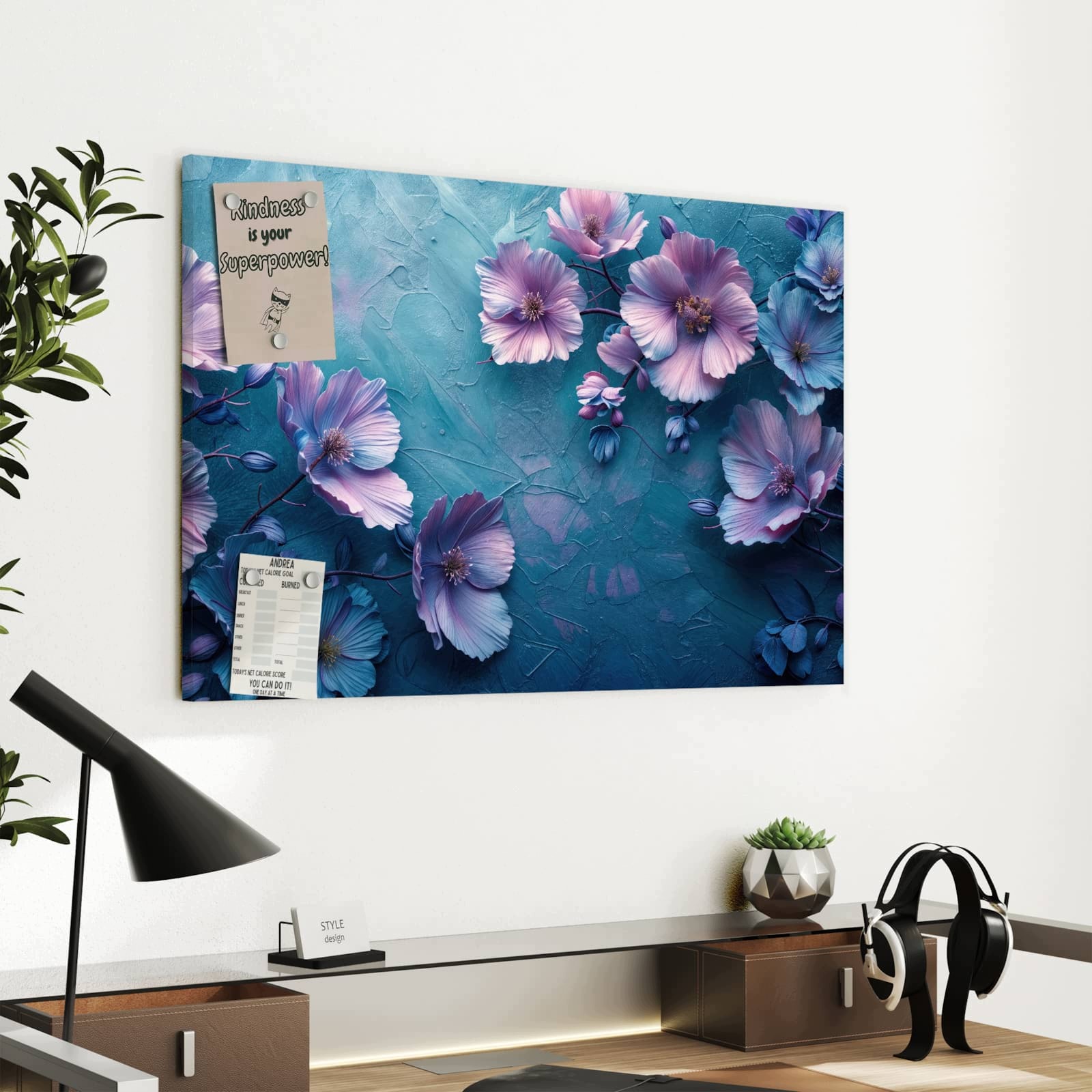 Magnetická tabule – obraz na zeď Květinový vzor | 60 × 40 cm