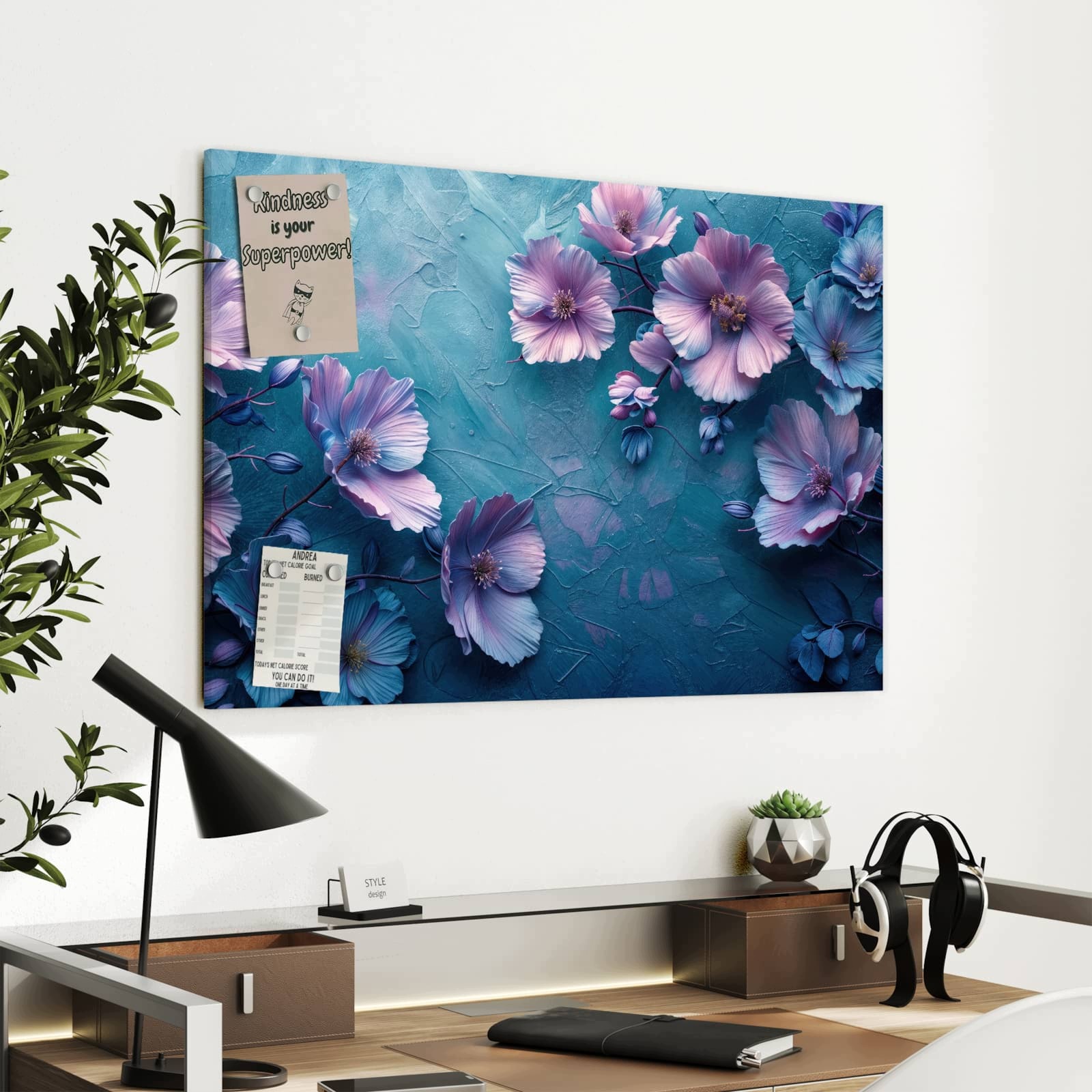 Magnetická tabule – obraz na zeď Květinový vzor | 90 × 60 cm