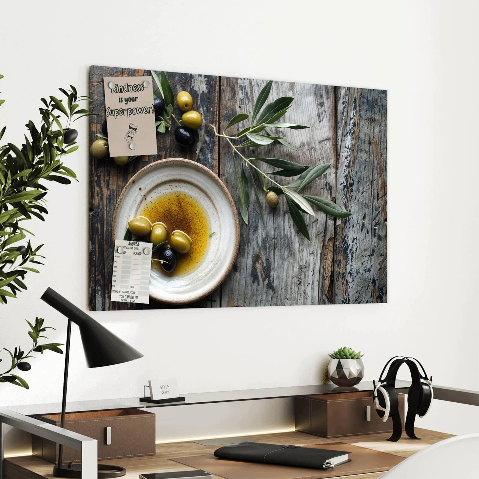 Magnetická tabule – obraz na zeď Olivy talíř | 90 × 60 cm