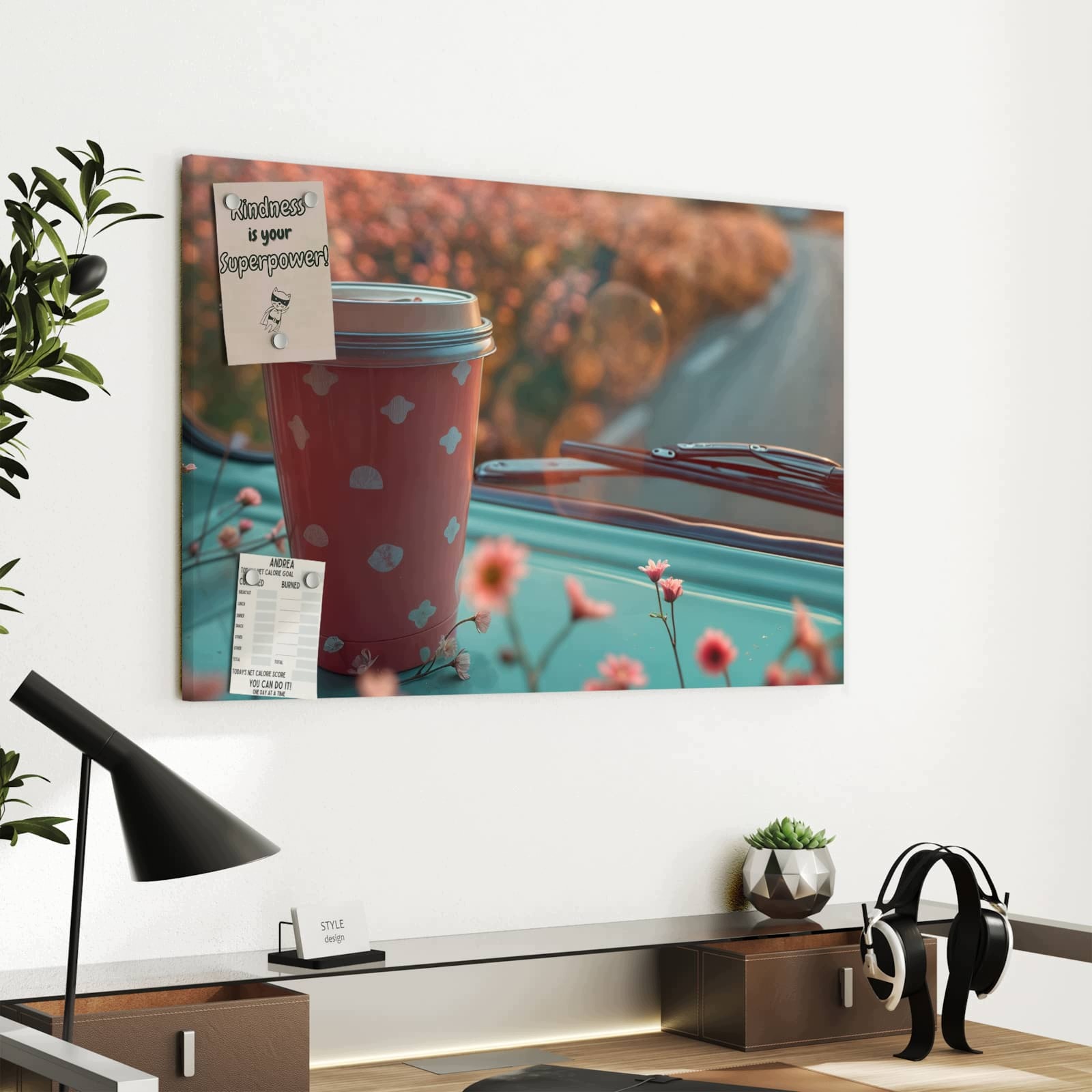 Magnetická tabule – obraz na zeď Hrnek na kávu autobus | 60 × 40 cm