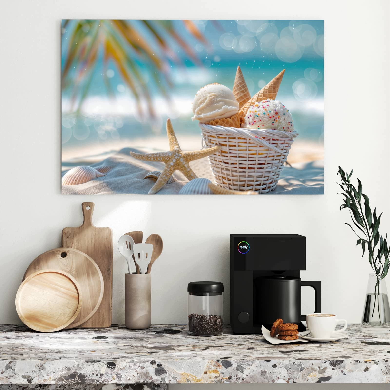 Magnetická tabule – obraz na zeď Léto a košíček se zmrzlinou | 90 × 60 cm