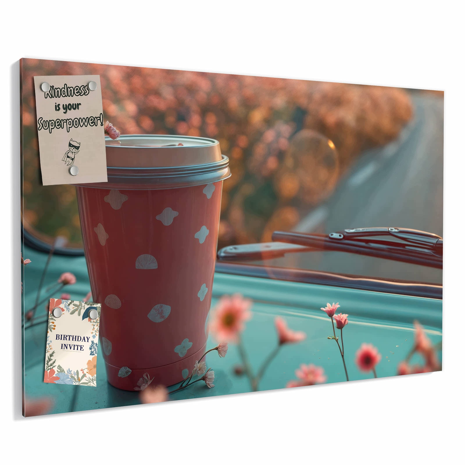 Magnetická tabule – obraz na zeď Hrnek na kávu autobus | 90 × 60 cm