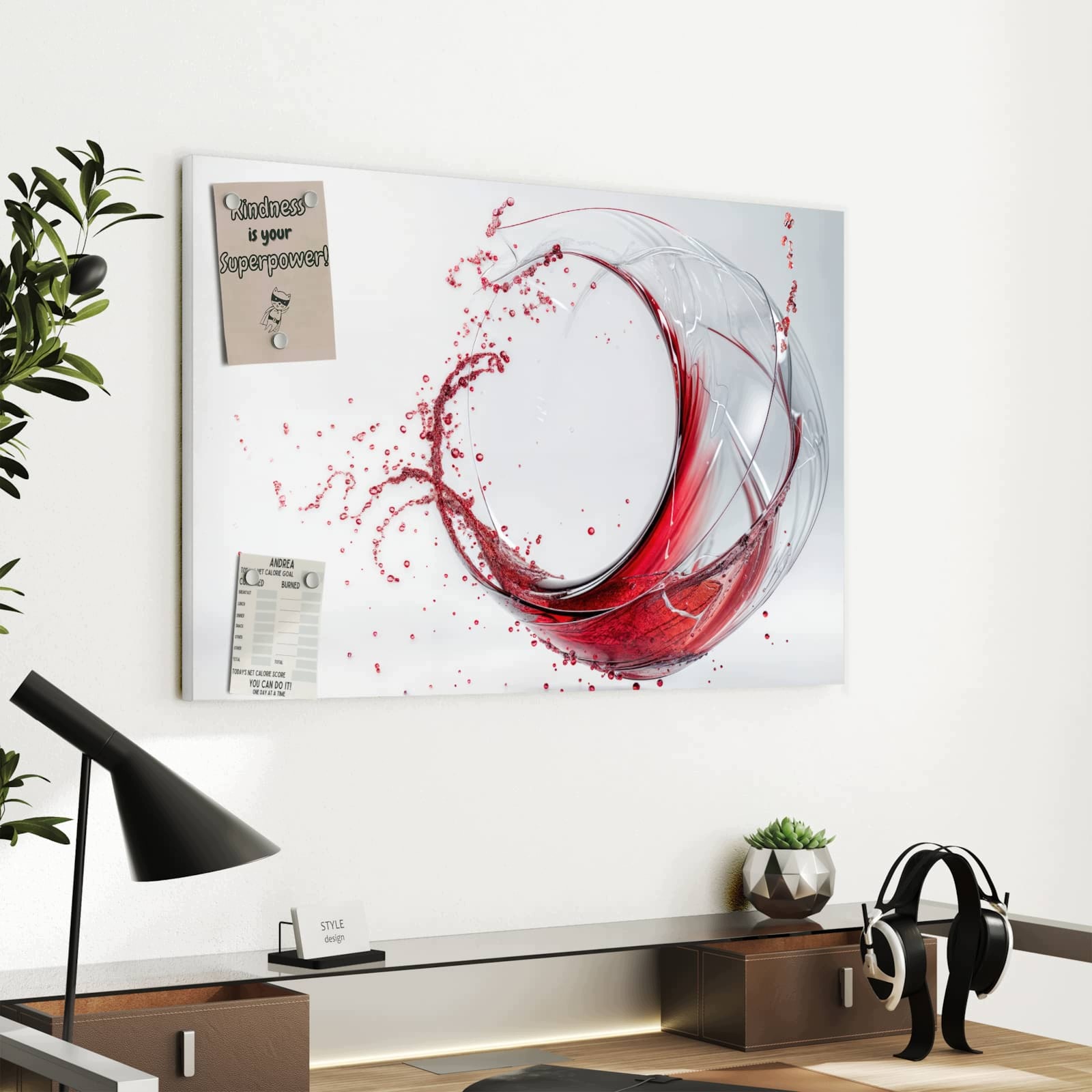 Magnetická tabule – obraz na zeď Cákance červeného vína | 60 × 40 cm