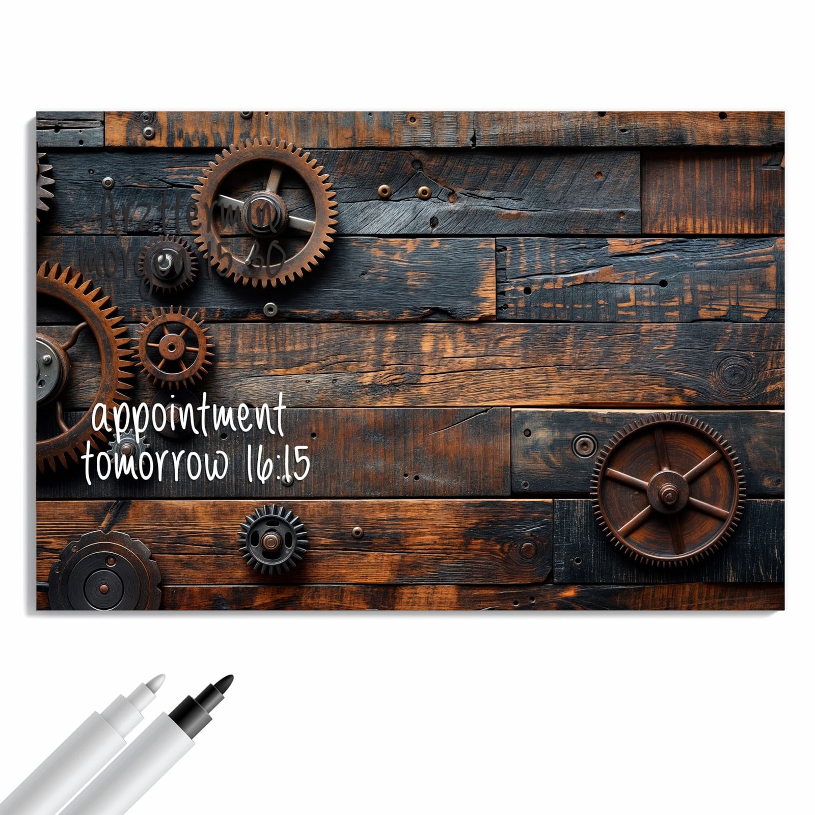 Magnetická tabule – obraz na zeď Dřevo a ozubená kola | 60 × 40 cm