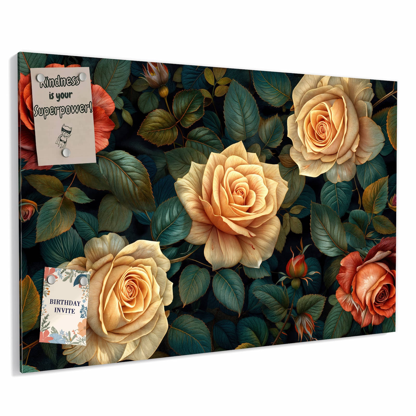 Magnetická tabule – obraz na zeď Růžový květinový vzor | 60 × 40 cm