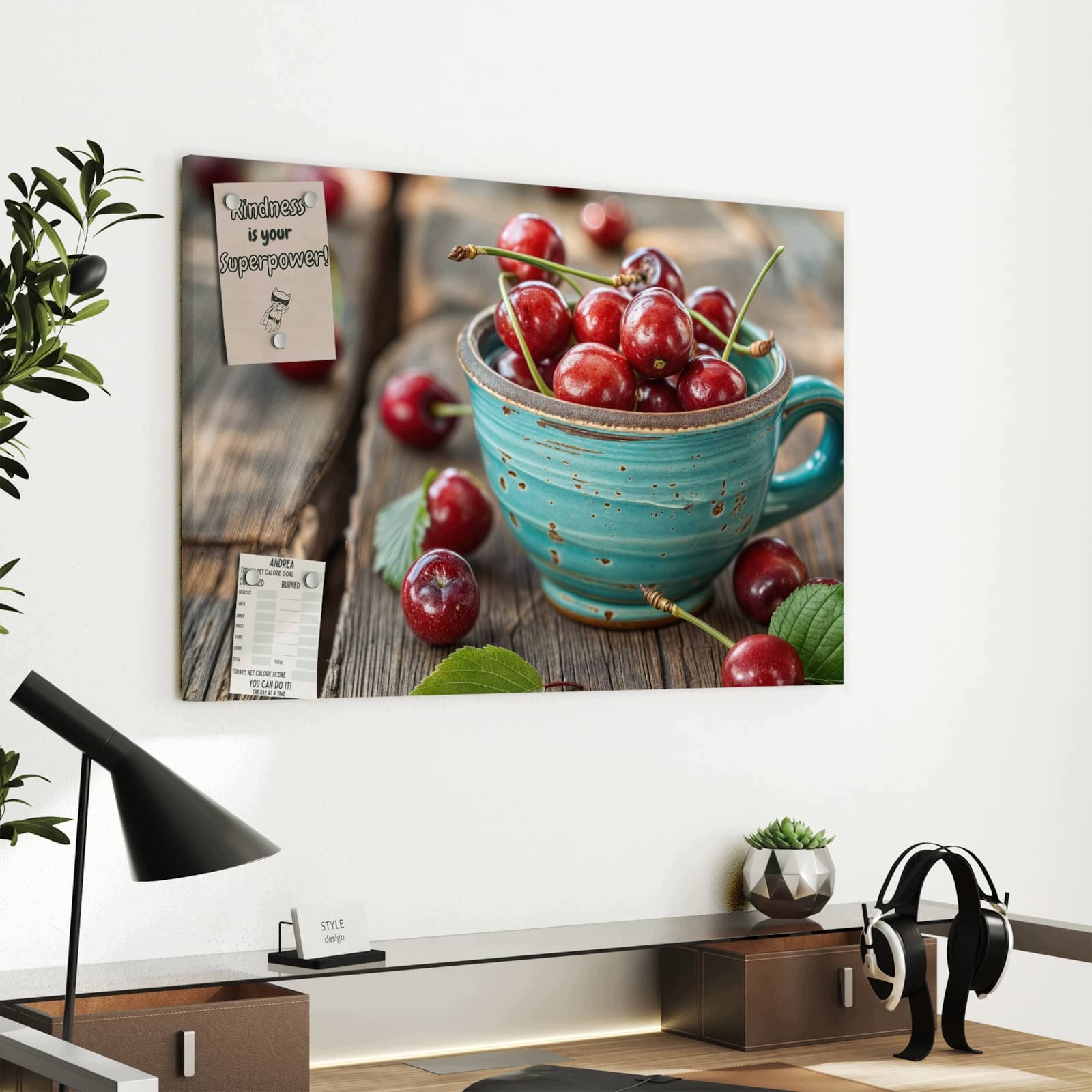 Magnetická tabule – obraz na zeď Šálek třešně | 60 × 40 cm