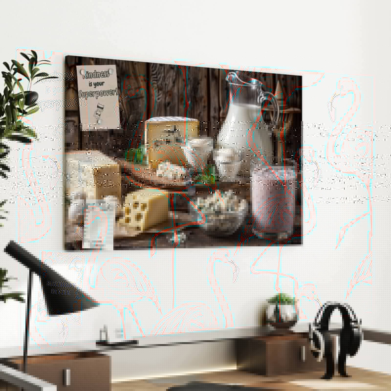 Magnetická tabule – obraz na zeď Plameňák design | 60 × 40 cm