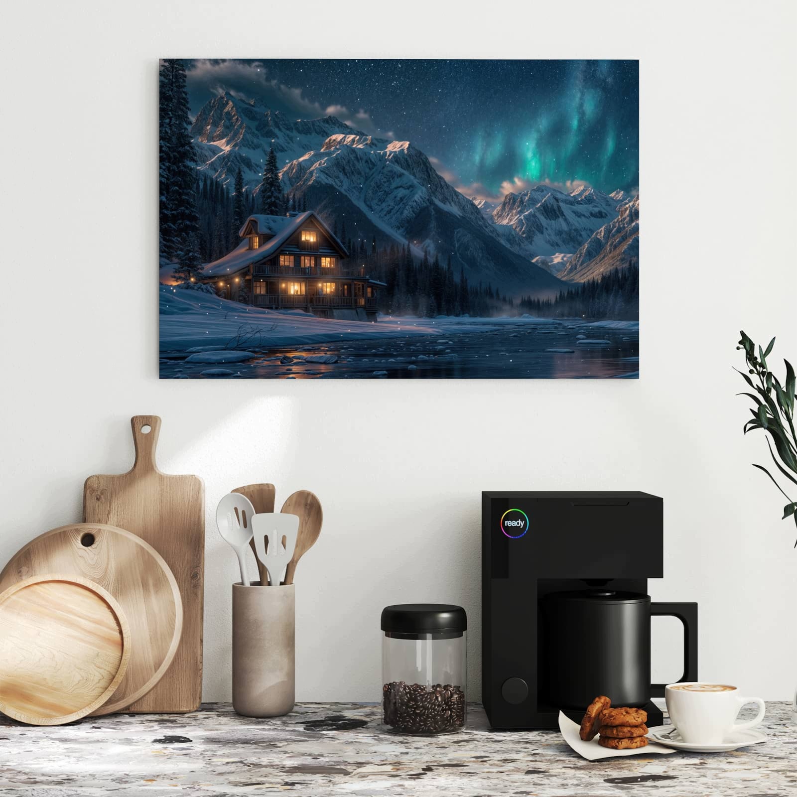 Magnetická tabule – obraz na zeď Horská chata zima | 60 × 40 cm