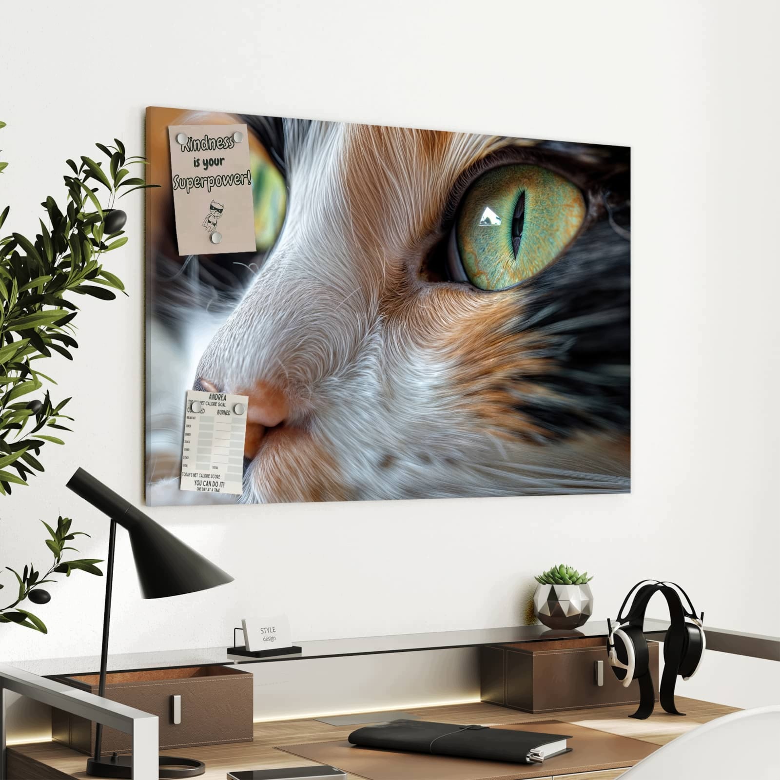Magnetická tabule – obraz na zeď Zelenooká kočka | 90 × 60 cm