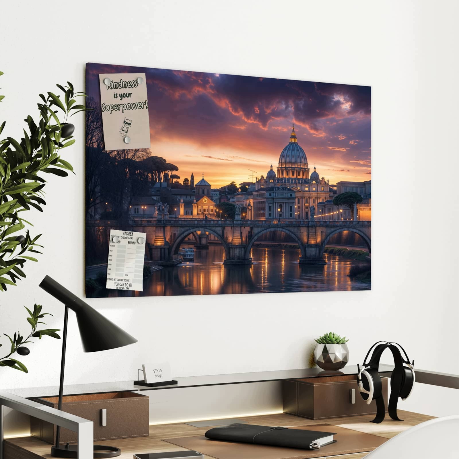 Magnetická tabule – obraz na zeď Město večer | 90 × 60 cm