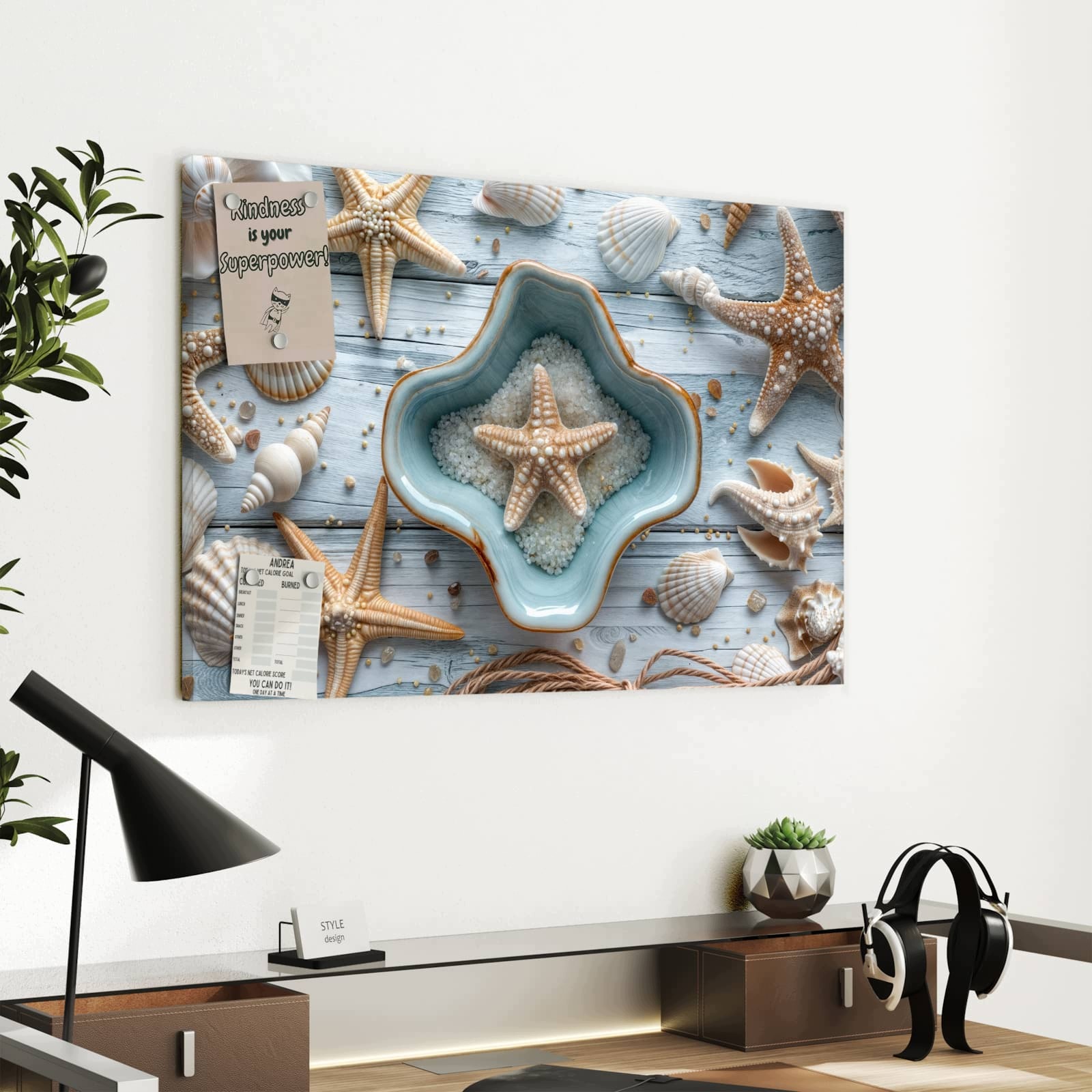 Magnetická tabule – obraz na zeď Dekorace ve tvaru mušle | 60 × 40 cm